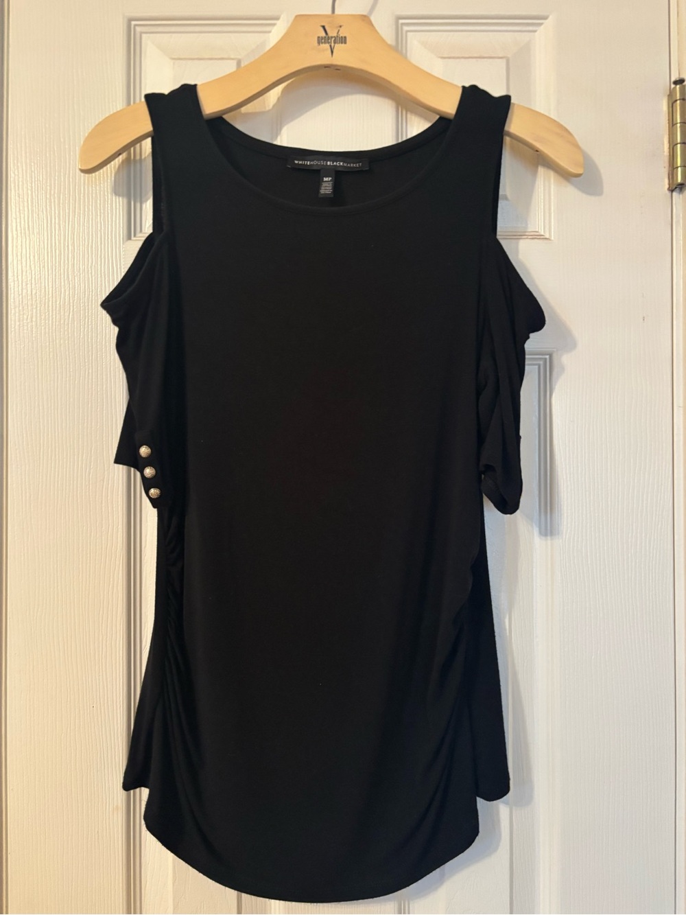 White House Black Market Black Cold-Shoulder Blouse